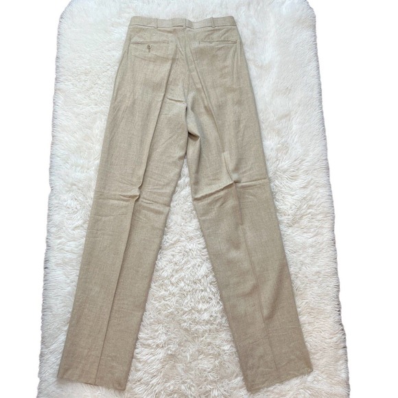 Pronti Collection by Phita Men's Pants 32 Linen Rayon Cream Trousers Pleated - Picture 2 of 10